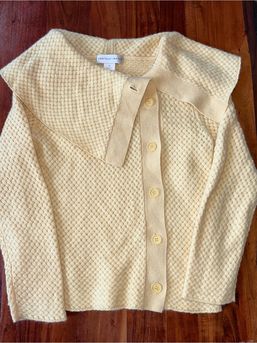 Vintage Garfield & Marks Butter Yellow 100% Cashmere Sweater grandma chic small